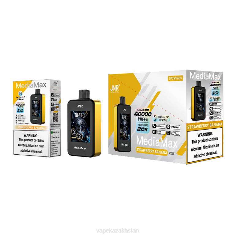 JNR MediaMax 40k Puff Z4NJ16 Strawberry Banana vape disposable